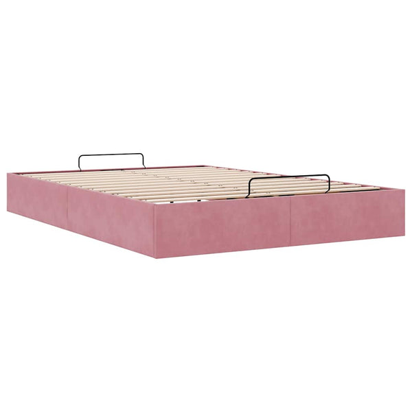 vidaXL Ottoman Bed Frame Pink 140x190 cm Velvet (No Mattress)