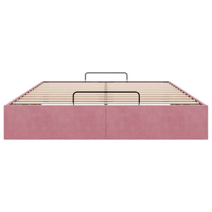 vidaXL Ottoman Bed Frame Pink 140x190 cm Velvet (No Mattress)