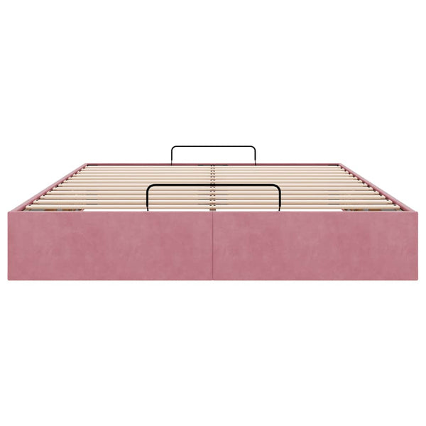 vidaXL Ottoman Bed Frame Pink 140x190 cm Velvet (No Mattress)