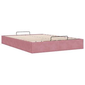 vidaXL Ottoman Bed Frame Pink 140x190 cm Velvet (No Mattress)