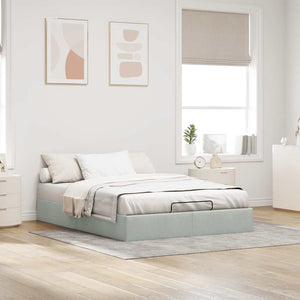vidaXL Ottoman Bed Frame without Mattress Light Gray 140x200 cm Velvet