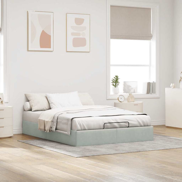vidaXL Ottoman Bed Frame without Mattress Light Gray 140x200 cm Velvet