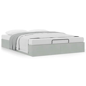 vidaXL Ottoman Bed Frame without Mattress Light Gray 140x200 cm Velvet