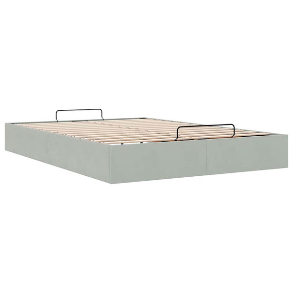 vidaXL Ottoman Bed Frame without Mattress Light Gray 140x200 cm Velvet