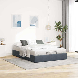 vidaXL Ottoman Bed Frame without Mattress Dark Grey 140x200 cm Velvet