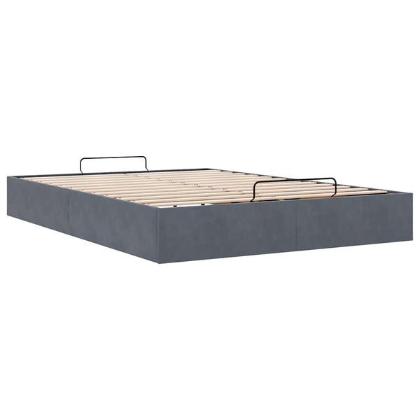vidaXL Ottoman Bed Frame without Mattress Dark Grey 140x200 cm Velvet