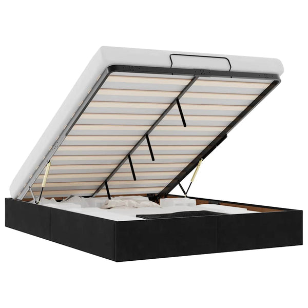 vidaXL Ottoman Bed Frame without Mattress Black 140x200 cm Velvet