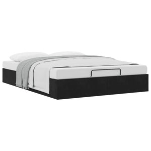 vidaXL Ottoman Bed Frame without Mattress Black 140x200 cm Velvet