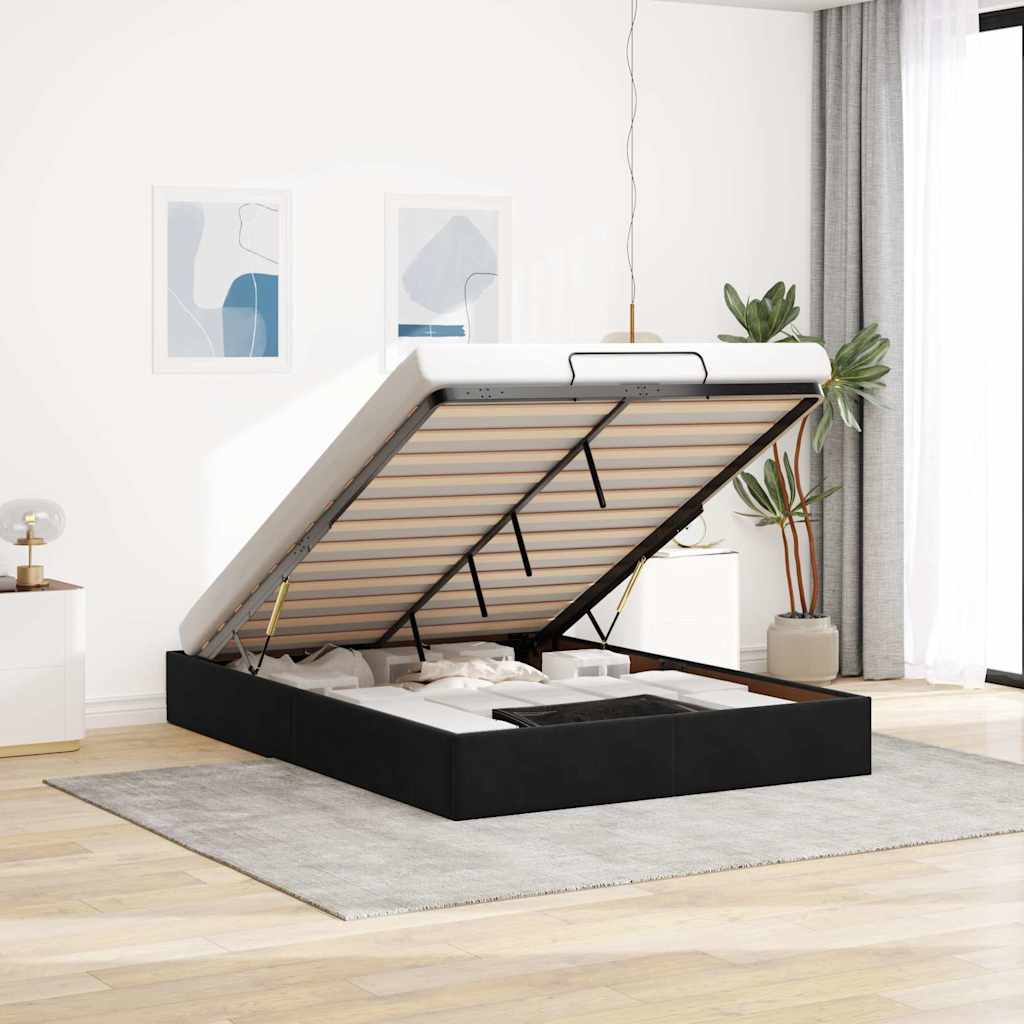 vidaXL Ottoman Bed Frame without Mattress Black 140x200 cm Velvet