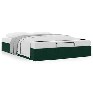 vidaXL Ottoman Bed Frame without Mattress Dark Green 140x200 cm Velvet