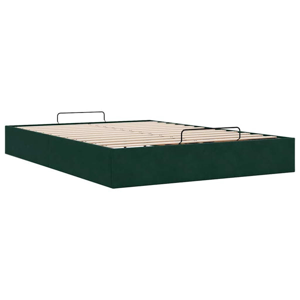 vidaXL Ottoman Bed Frame without Mattress Dark Green 140x200 cm Velvet