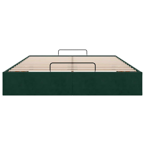 vidaXL Ottoman Bed Frame without Mattress Dark Green 140x200 cm Velvet