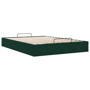 vidaXL Ottoman Bed Frame without Mattress Dark Green 140x200 cm Velvet