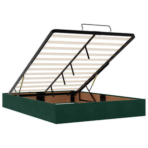 vidaXL Ottoman Bed Frame without Mattress Dark Green 140x200 cm Velvet