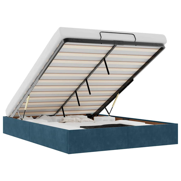 vidaXL Ottoman Bed Frame without Mattress Dark Blue 140x200 cm Velvet