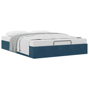 vidaXL Ottoman Bed Frame without Mattress Dark Blue 140x200 cm Velvet