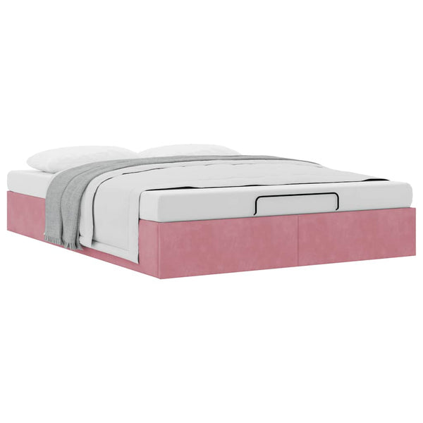 vidaXL Ottoman Bed Frame without Mattress Pink 140x200 cm Velvet