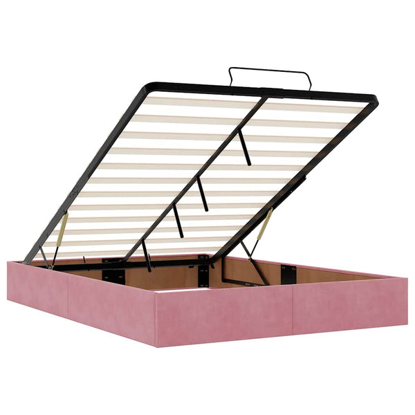 vidaXL Ottoman Bed Frame without Mattress Pink 140x200 cm Velvet