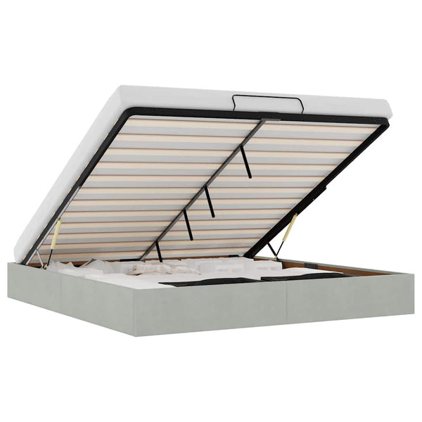 vidaXL Ottoman Bed Frame Light Grey 160x200 cm Velvet (mattress not included)