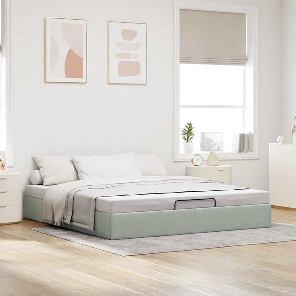 vidaXL Ottoman Bed Frame Light Grey 160x200 cm Velvet (mattress not included)