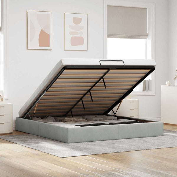 vidaXL Ottoman Bed Frame Light Grey 160x200 cm Velvet (mattress not included)
