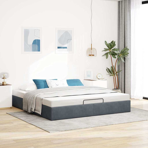 vidaXL Ottoman Bed Frame without Mattress Dark Grey 160x200 cm Velvet