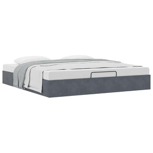 vidaXL Ottoman Bed Frame without Mattress Dark Grey 160x200 cm Velvet