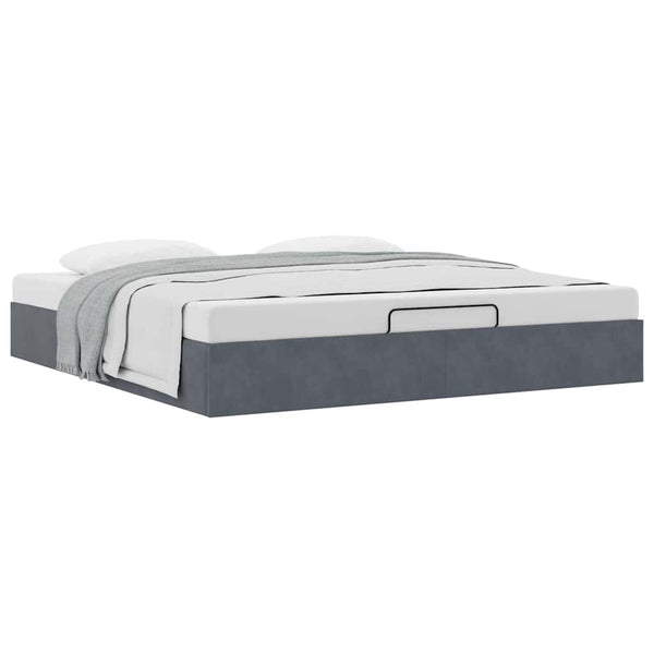 vidaXL Ottoman Bed Frame without Mattress Dark Grey 160x200 cm Velvet