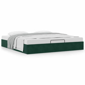 vidaXL Ottoman Bed Frame without Mattress Dark Green 160x200 cm Velvet