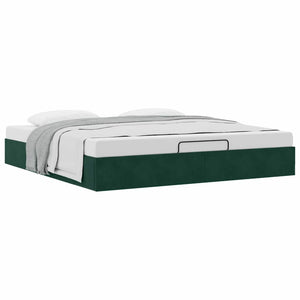 vidaXL Ottoman Bed Frame without Mattress Dark Green 160x200 cm Velvet