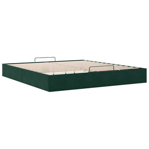 vidaXL Ottoman Bed Frame without Mattress Dark Green 160x200 cm Velvet