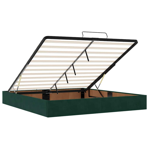 vidaXL Ottoman Bed Frame without Mattress Dark Green 160x200 cm Velvet