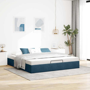 vidaXL Ottoman Bed Frame without Mattress Dark Blue 160x200 cm Velvet