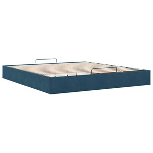 vidaXL Ottoman Bed Frame without Mattress Dark Blue 160x200 cm Velvet