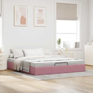 vidaXL Ottoman Bed Frame without Mattress Pink 160x200 cm Velvet