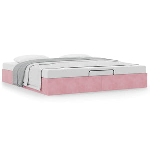 vidaXL Ottoman Bed Frame without Mattress Pink 160x200 cm Velvet