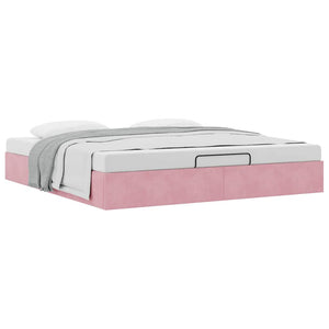 vidaXL Ottoman Bed Frame without Mattress Pink 160x200 cm Velvet