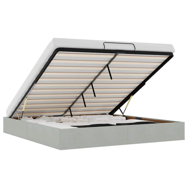 vidaXL Ottoman Bed Frame without Mattress Light Grey 180x200 cm Velvet