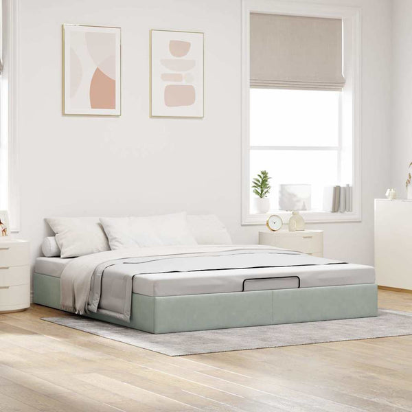 vidaXL Ottoman Bed Frame without Mattress Light Grey 180x200 cm Velvet
