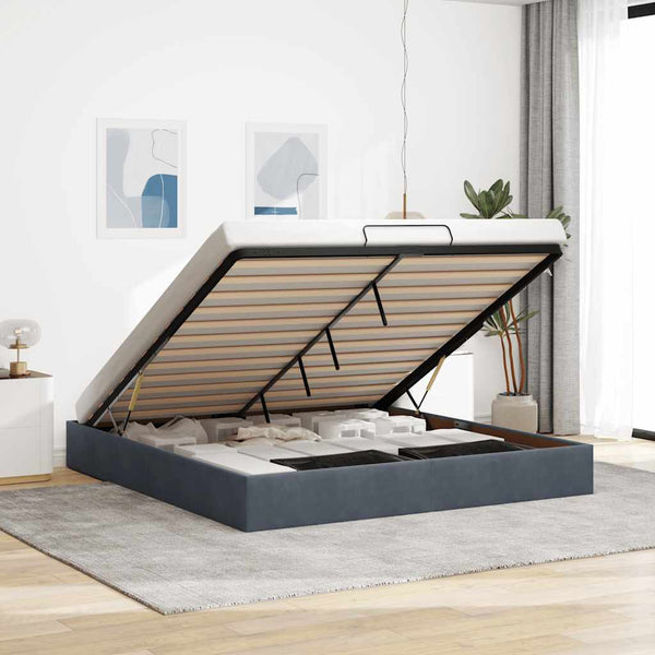 vidaXL Ottoman Bed Frame Dark Grey 180x200 cm Velvet