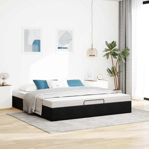 vidaXL Ottoman Bed Frame without Mattress Black 180x200 cm Velvet