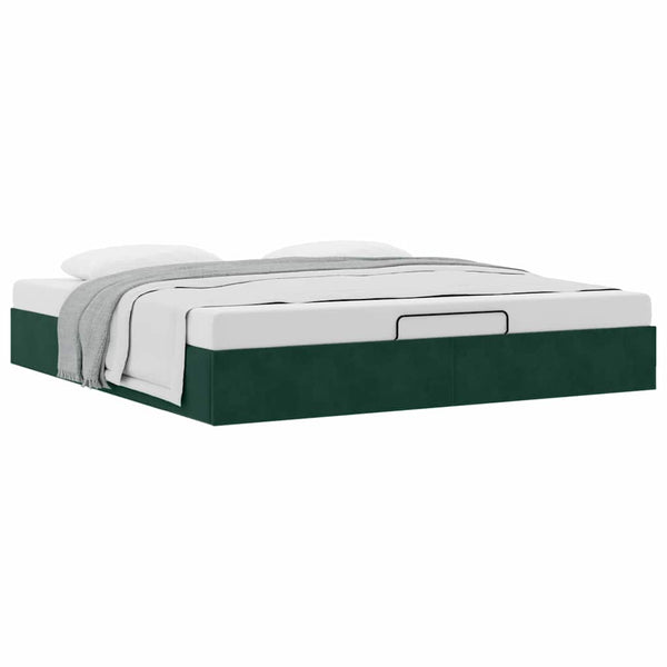vidaXL Ottoman Bed Frame Dark Green 180x200 cm Velvet without Mattress