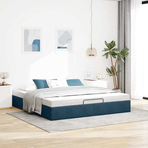 vidaXL Ottoman Bed Frame without Mattress Dark Blue 180x200 cm Velvet
