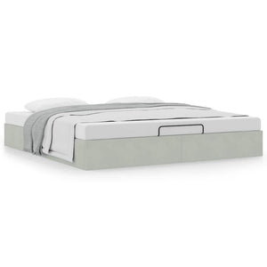 vidaXL Ottoman Bed Frame Light Grey 200x200 cm Velvet (Mattress not included)