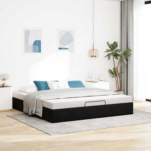 vidaXL Ottoman Bed Frame without Mattress Black 200x200 cm Velvet