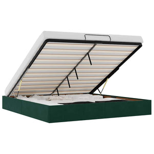 vidaXL Ottoman Bed Frame Dark Green 200x200 cm Velvet
