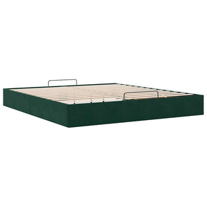 vidaXL Ottoman Bed Frame Dark Green 200x200 cm Velvet