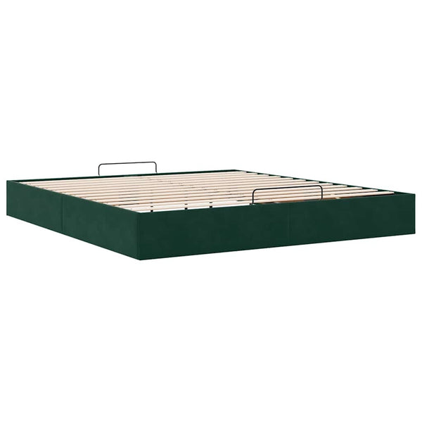 vidaXL Ottoman Bed Frame Dark Green 200x200 cm Velvet