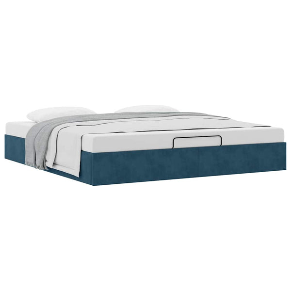 vidaXL Ottoman Bed Frame without Mattress Dark Blue 200x200 cm Velvet