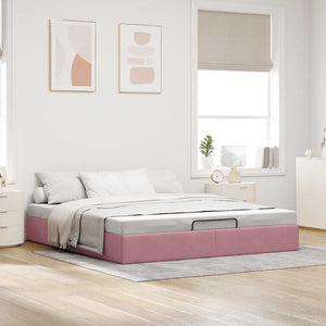 vidaXL Ottoman Bed Frame Pink 200x200 cm Velvet without mattress